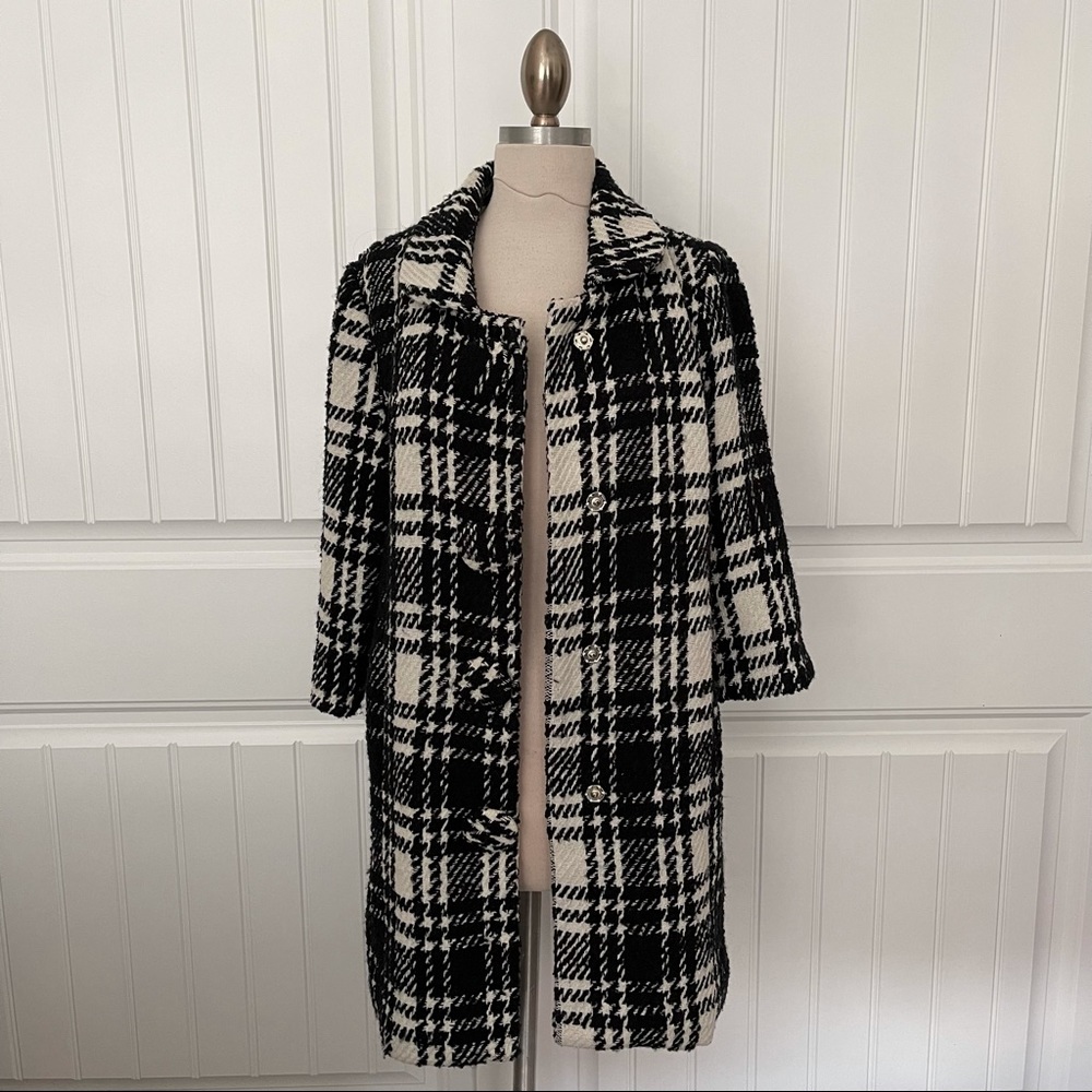 BB Dakota Black/White Plaid Coat - Picture 2 of 5